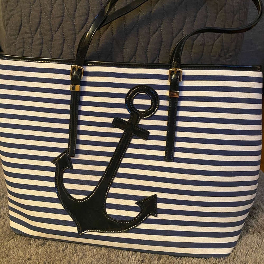 Large nautical theme tote bag